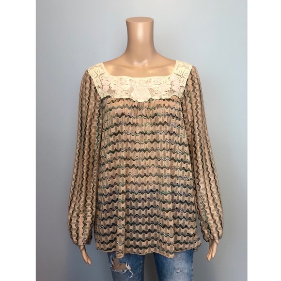 Free People Tops - NEW ROMANTICS Free People beaded knit crochet top